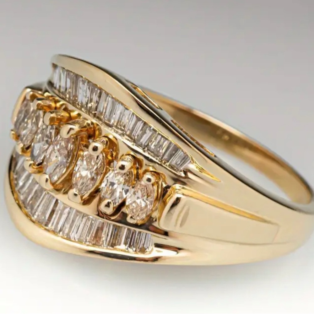 Elegant Gold tone cz Diamond Ring